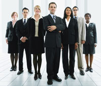 Team of people in a line