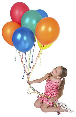 A girl with balloons