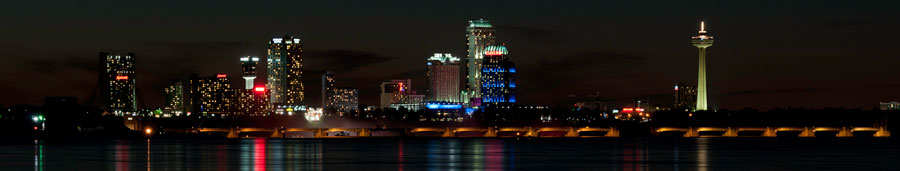 Niagara Falls panoramic at night with lights