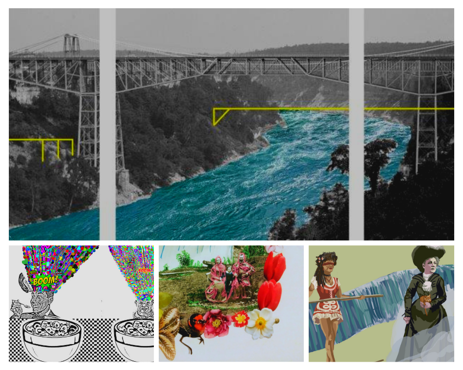 Collage of various artwork for the 2019 wheat paste project