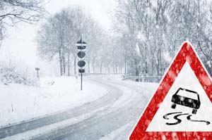 Slippery winter road