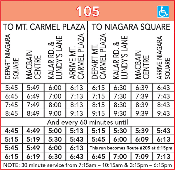 Route 105 Schedule
