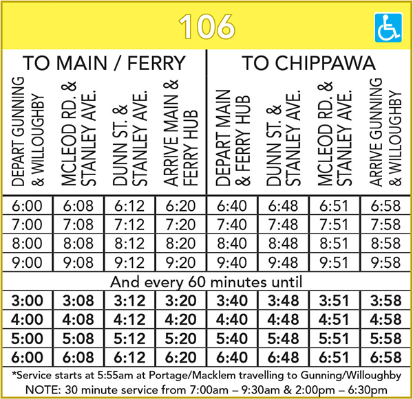 Route 106 Schedule