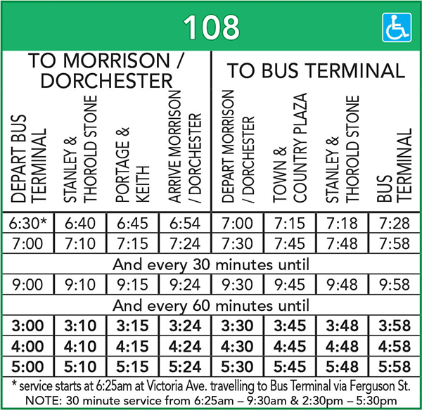 Route 108 Schedule