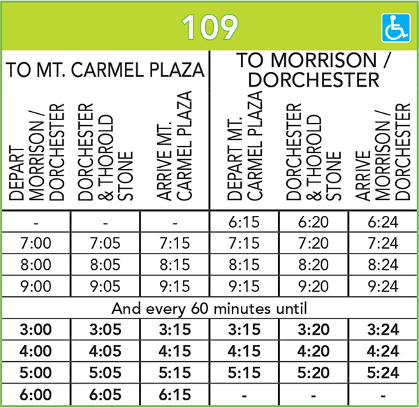 Route 109 Schedule