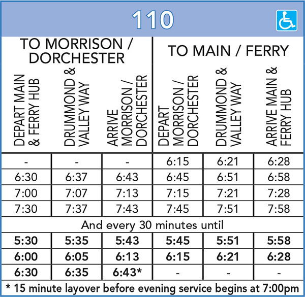 Route 110 Schedule