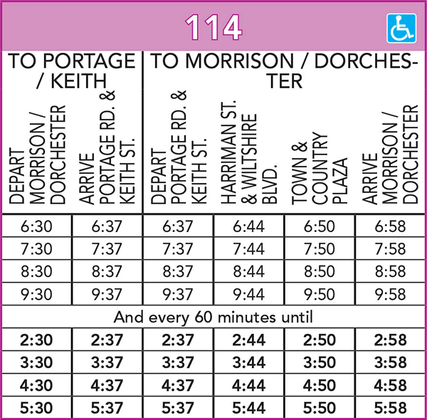 Route 114 Schedule