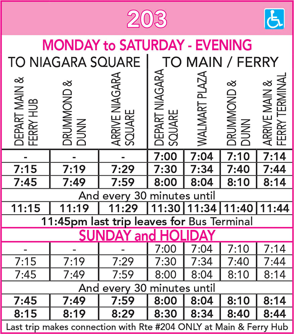 Route 203 Schedule