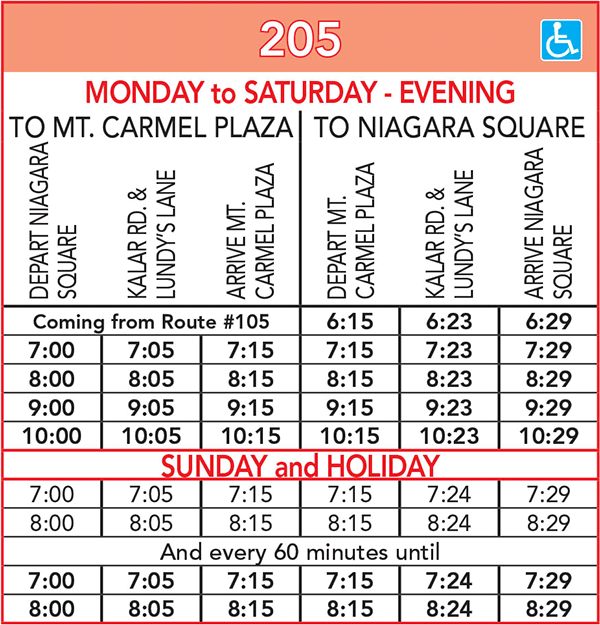 Route 205 Schedule