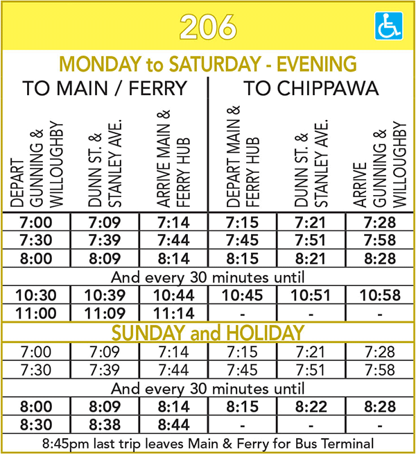 Route 206 Schedule