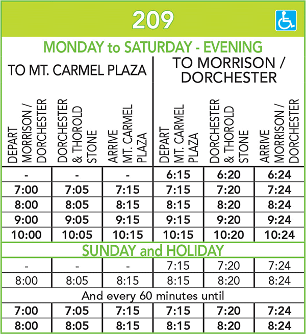 Route 209 Schedule