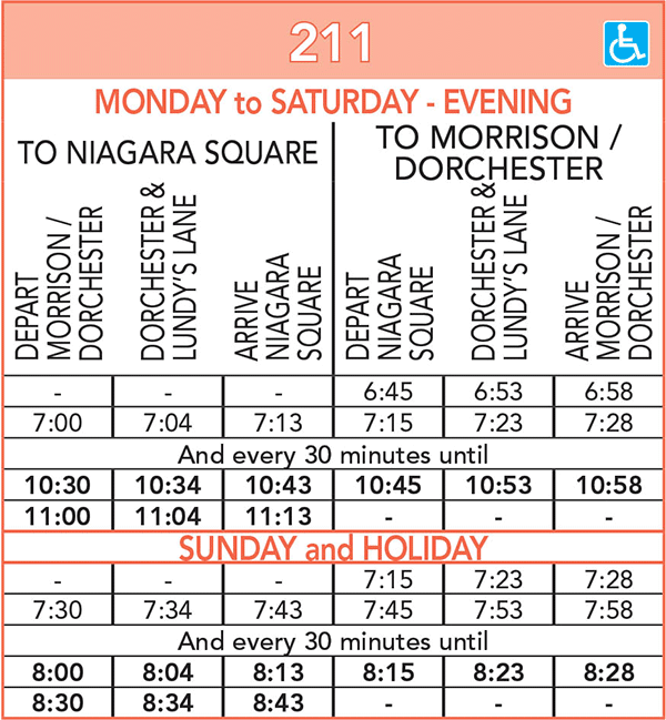 Route 211 Schedule