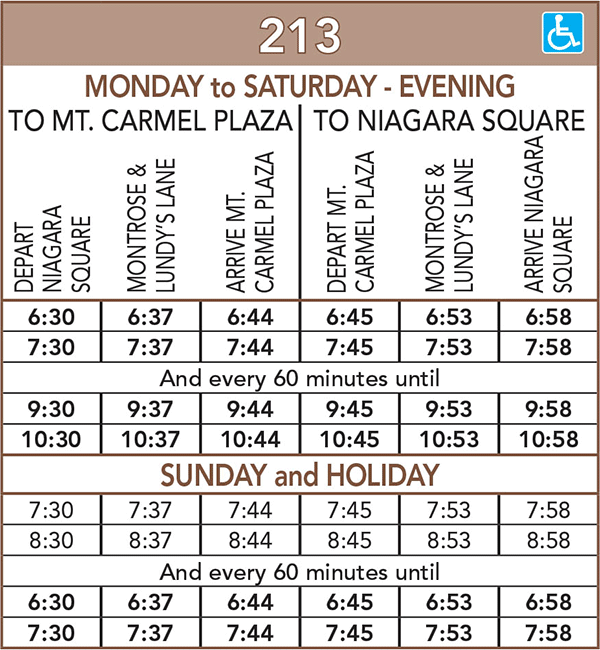 Route 213 Schedule