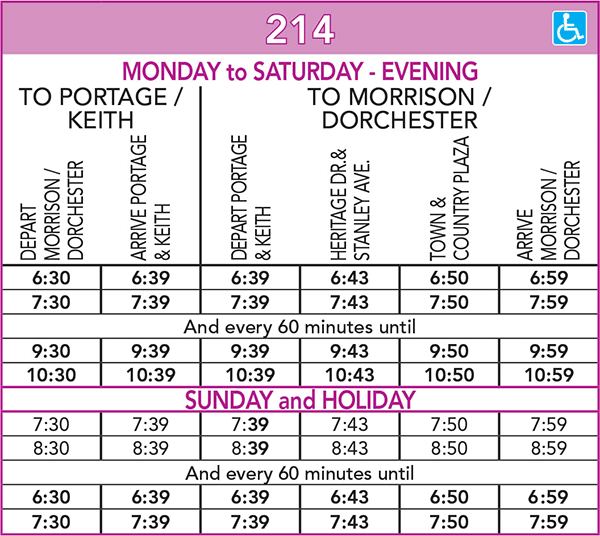 Route 214 Schedule