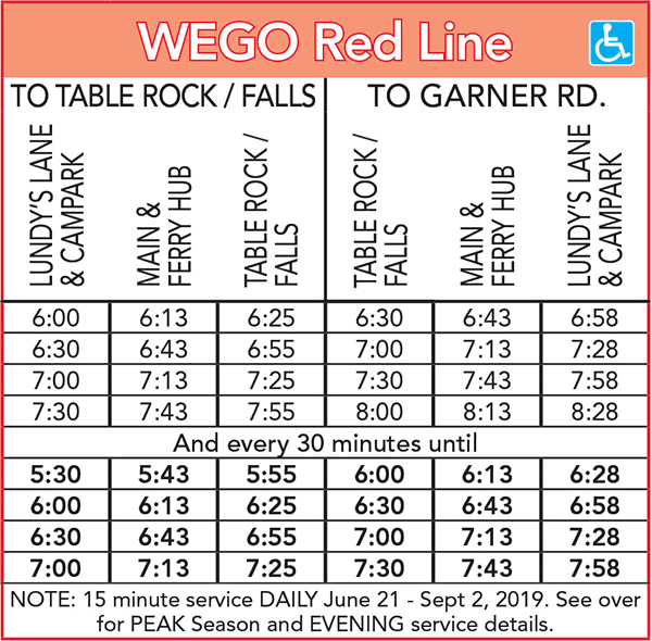 WEGO Red Daytime Schedule